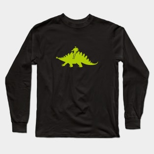 DINO-RIDER (MAN SITTING ATOP A STEGOSAURUS DINOSAUR) Long Sleeve T-Shirt